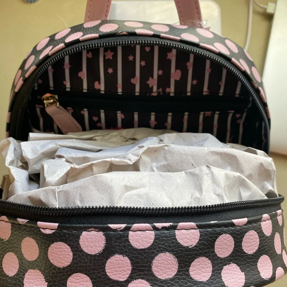NWT Luv Betsy by betsey Johnson small backpack pink/ black